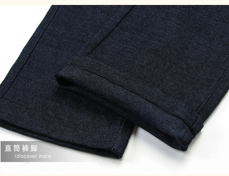 Autumn Brand Clothes Men's Suit Trousers Cotton Loose Straight Pants for Male High Waist Elastic Black Casual Formal Pant Man