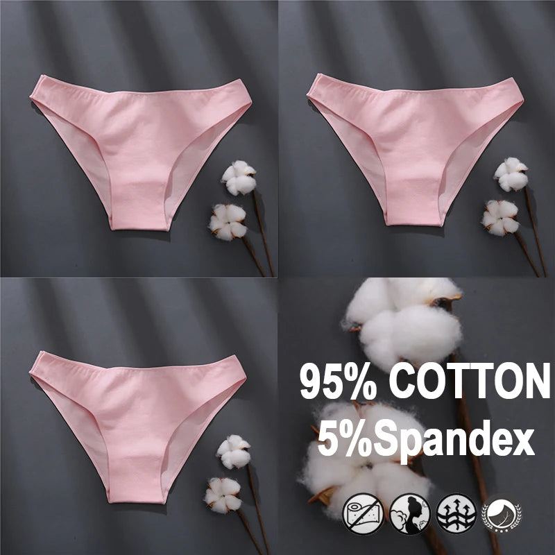 Women Sexy Cotton Panties Solid Color Underwear Simple Style Briefs Low Waist Breathable Panties Female Soft Intimates Lingerie