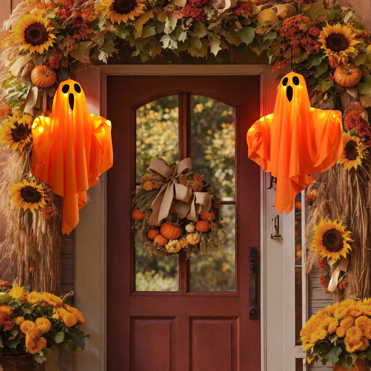 Halloween Decorations Outdoor Indoor Halloween Party Spooky Ghost String Lights LED Fairy Lights Yard Garden Interior Decorate