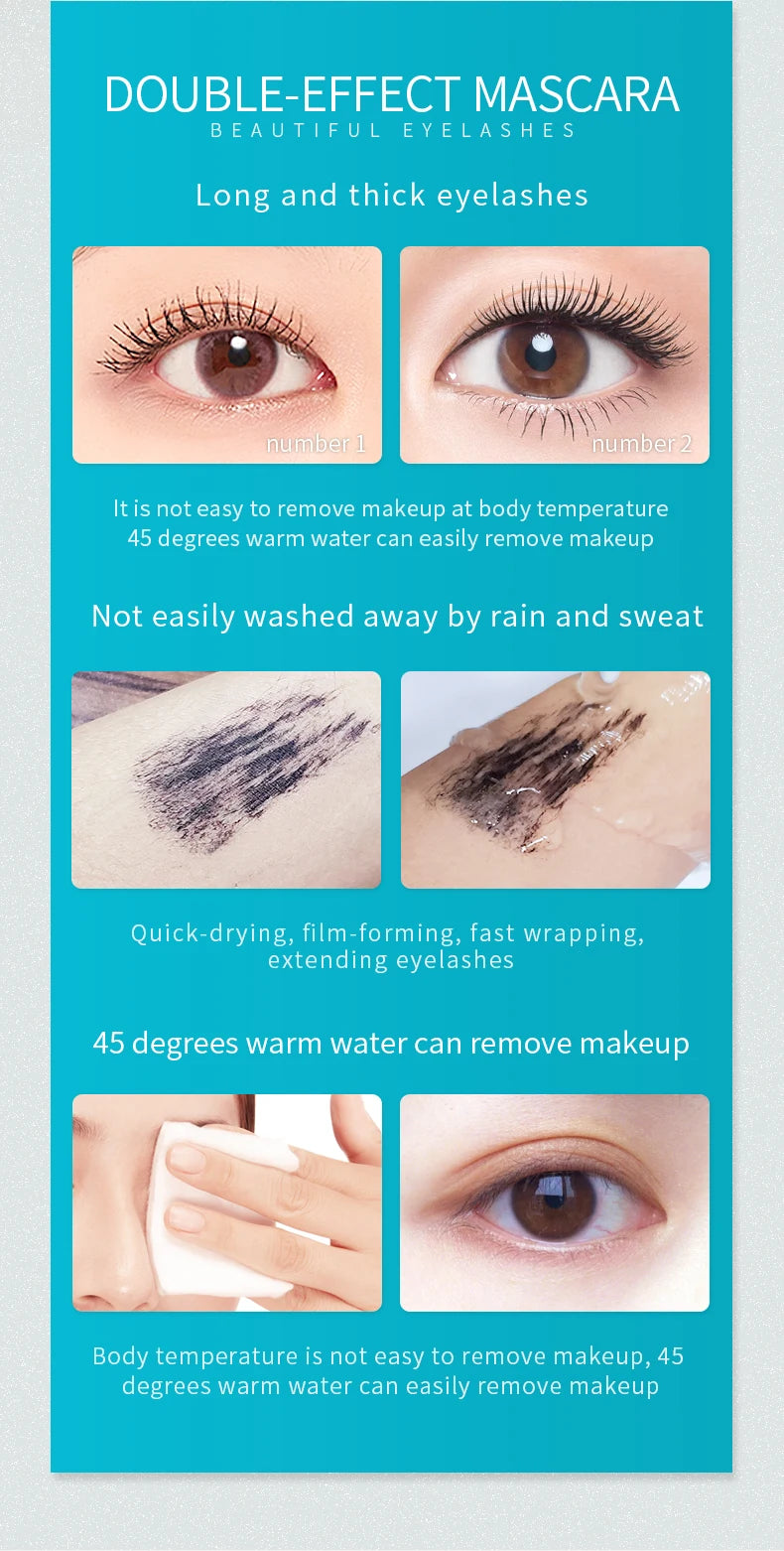 4D Mascara Double Effect Lengthen Curling Thick Eyelash Extension Long Lasting Silk Fiber Eye Lashes Makeup Mascara Cosmetics