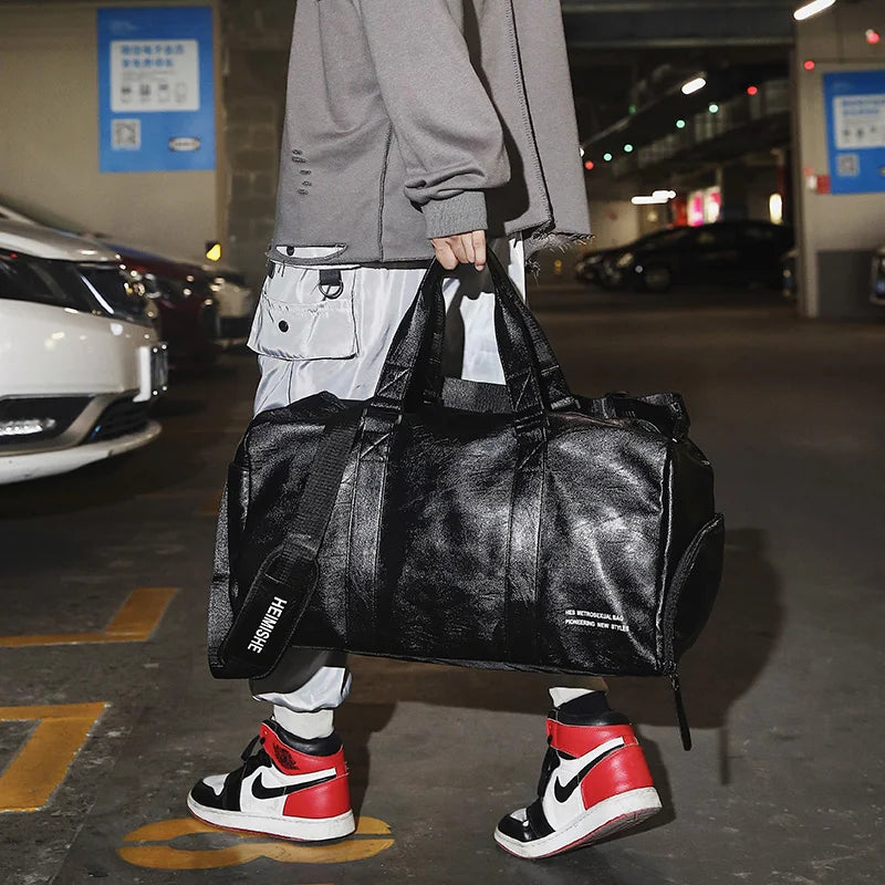 Men Gym Bag custom logo Large Dry And Wet Fitness Handbag Male Female Sports bag personality customization PU Leather Travel bag