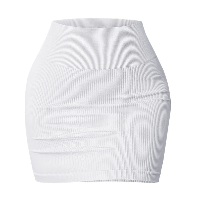 Ribbed Knit Mini Pencil Skirt for Women Above Knee Basic Short Bodycon Skirt Casual Summer Mini Short Skirt Streetwear