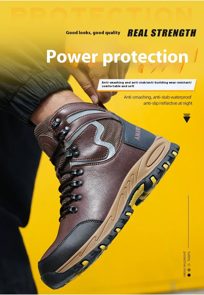 Men Safety Shoes Work Sneakers Indestructible Shoes Puncture-Proof Protective Shoes Work Boots Steel Toe Oil-resistant shoes