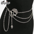 HERSHINE Women's Fashion Silver Skull Multi-Layer Waist Chain, Y2K Gothic Punk Rock Hip Hop Accessory，spring，summer