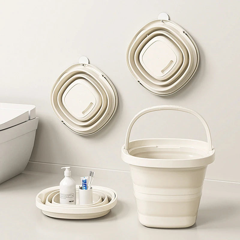 Folding Water Bucket, Large-capacity Household Multi-functional Thickened Hand-held Bucket, Outdoor Fishing Plastic Water Bucket
