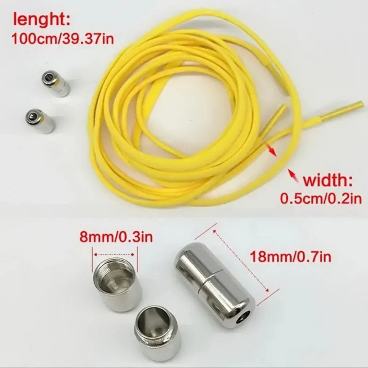 Tie-Free Elastic Shoelaces Semi-Round Lazy Laces with Metal Capsule Buckle for Easy And Secure Shoe Fastening