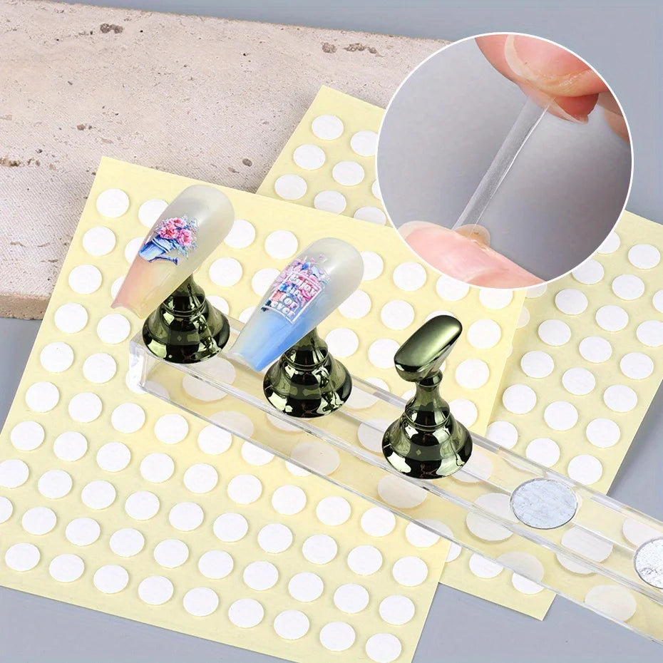 400 Tips Transparent Double-sided Adhesive Tape Traceless Nail Display Board Paste Practice Fixing Base Jelly Glue Manicure Tool
