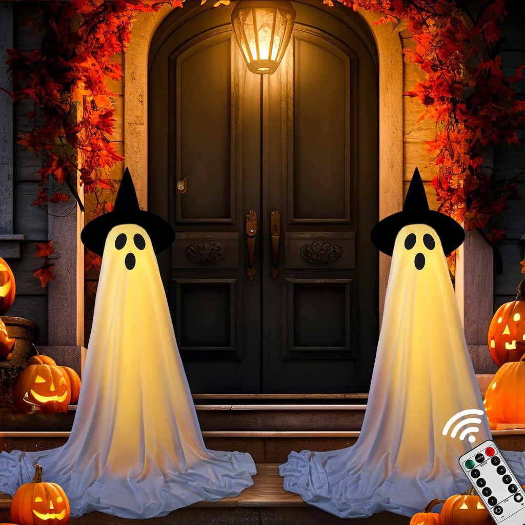 Halloween Standing Ghost Decor With Witch Hat Ghost Spooky Ghost Yard Lawn Home Indoor Party Haunted House Decoration Supplies