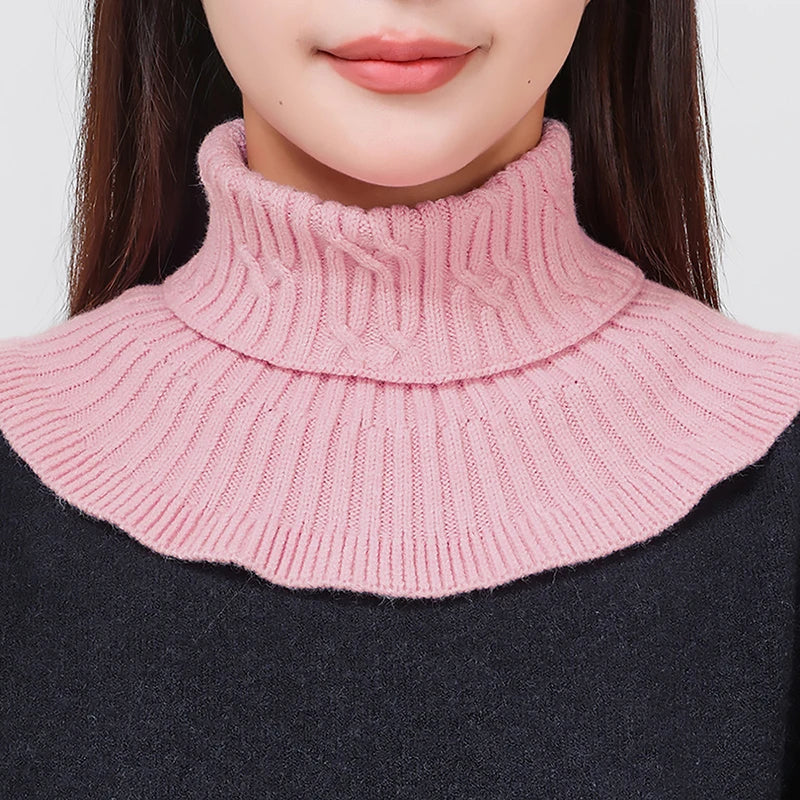 Knitted Fake Collar Ring Scarf For Woman Autumn Winter Warm Solid Color Neck Muffler Detachable Collar Scarves 25*17cm