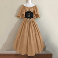 Women Patchwork Medieval Renaissance Dress Halloween Gothic off Shoulder Retro Long Dress