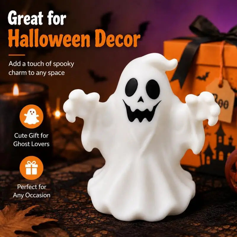 Halloween Ghost Figurine, Cute Spooky Desktop Ornament for Table, Shelf, Office, Home Party Seasonal Decor