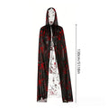 Halloween Blood Splatter Hooded Cloak Black White Blood Handprint Cape Horror Cosplay Costume Ghost Vampire Robe Party Outfit