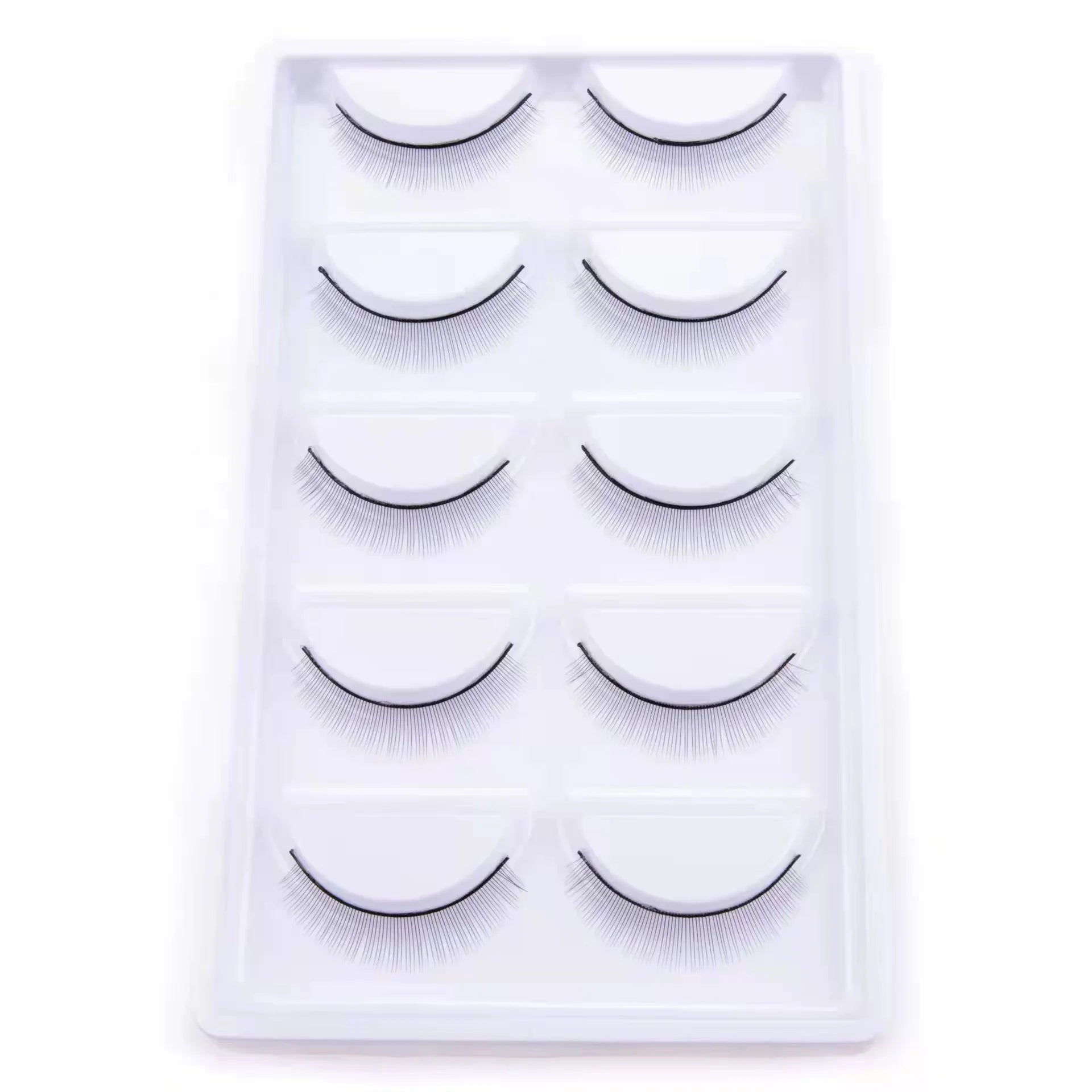 LTWEGO Fake Eyelash Mink Lashes 5 Pairs Little Devil Eyelashes Natural Daily Makeup Manga Eyelashes Clear Band Eyelashes Cilios