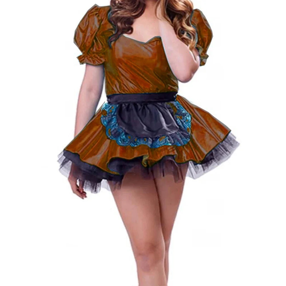 Girl Women Maid Cosplay Costume Apron Dress Uniform Sweet Puff Sleeve Ball Gown Lolita Dresses Plus Size Halloween Costumes