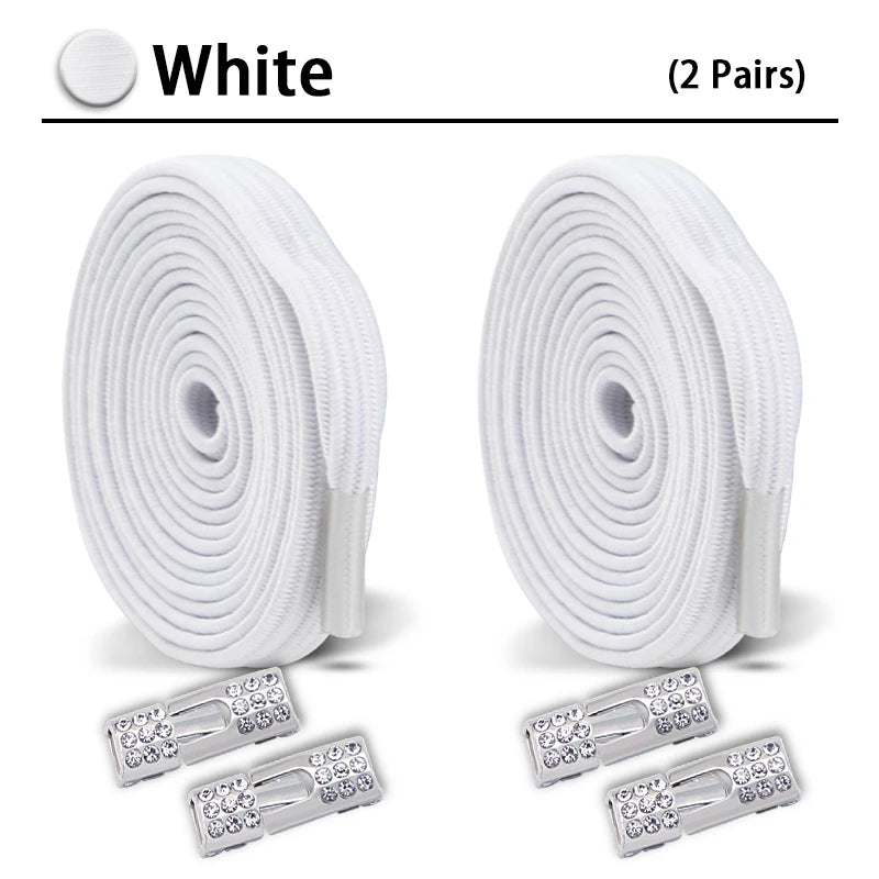 Colorful Elastic Laces Sneakers No Tie Shoe laces Diamond Lock Glitter Shoelaces Without ties Shoe Accessorie 1Pair/2Pair