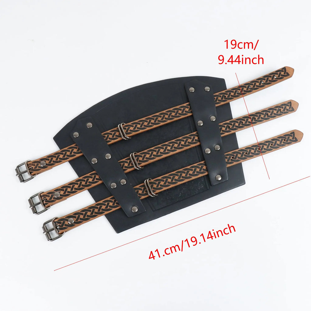 Medieval Leather Wide Waistband Brave Knight Role-Playing Viking Wristband Halloween Coplay Shoulder Armor Accessory Set