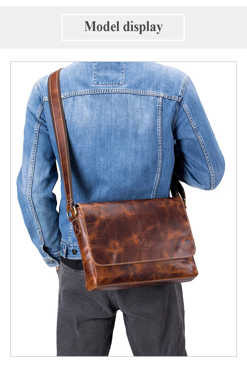 SCHLATUM 100% Genuine Leather Men's Shoulder Bags Messenger Bag for Men Crossbody Bags new Small Man Designer Handbag Bolso Male