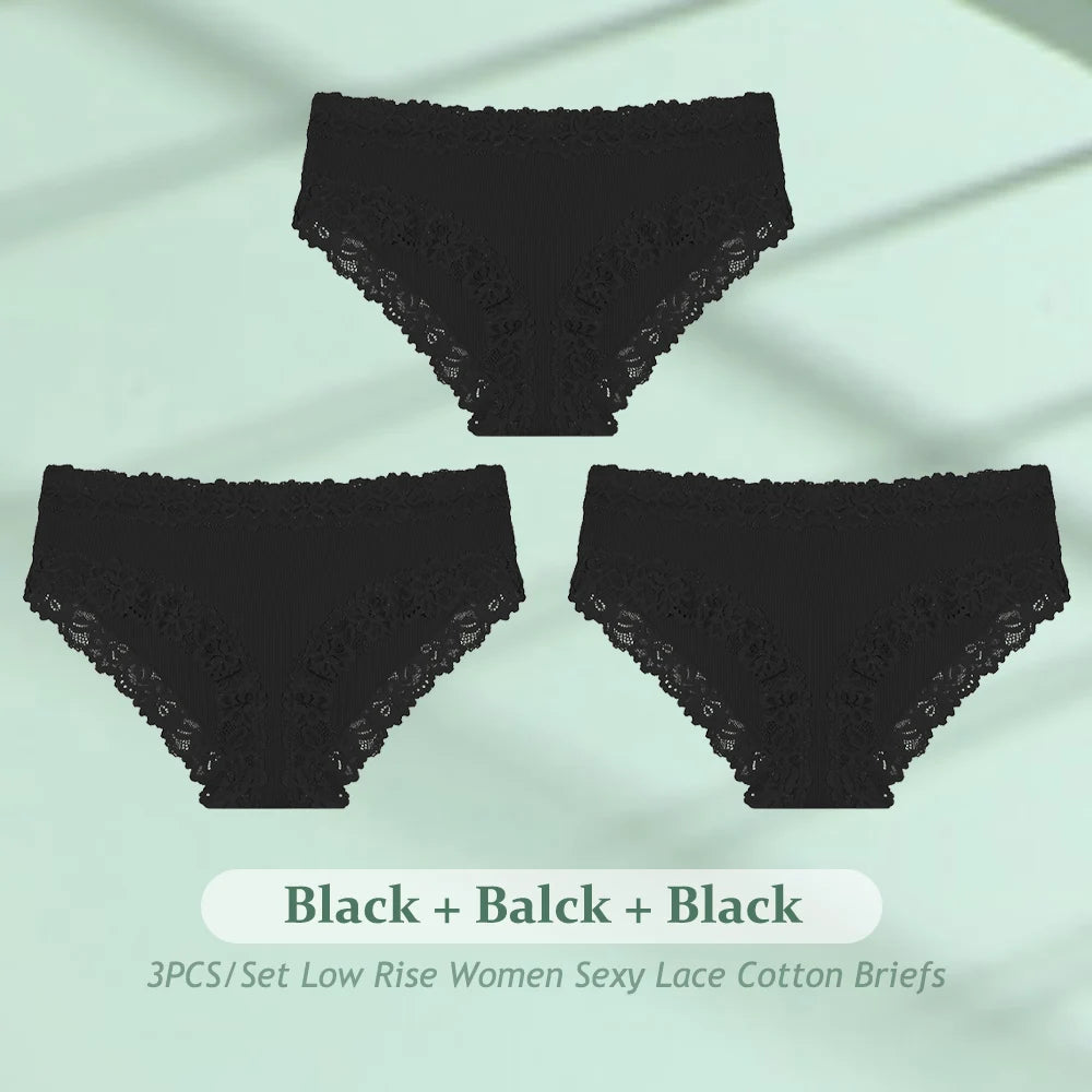 3PCS/Set  Women Cotton Seamless Panties Sexy Low Waist Sretch Solid Color Briefs Female Breahtable Underwear Ribbed Lingerie