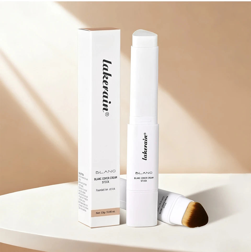 Lakerain Triangular Color-changing Foundation Stick With Brush Smooth Matte Natural Concealer Invisible Pore Foundation Cream