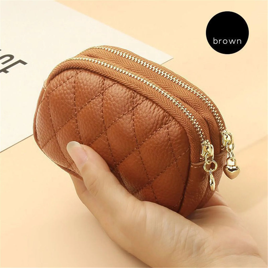 Pu Leather Coin Purse Women Men Large Capacity Wallet Bag Money Key Earbuds Travel Credit Card Holder Double Zipper Storage Bag