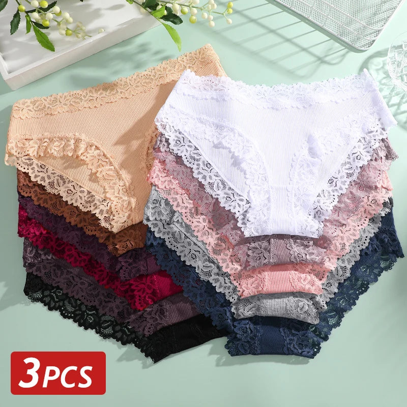 3PCS/Set  Women Cotton Seamless Panties Sexy Low Waist Sretch Solid Color Briefs Female Breahtable Underwear Ribbed Lingerie