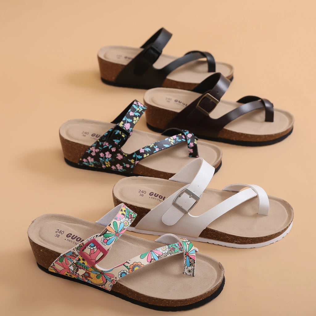 Casual Soft Cork Wedge High Heels Slippers Women Summer Beach Slide Sandals Flip Flop Cross Girl Couple House Outside Shoes