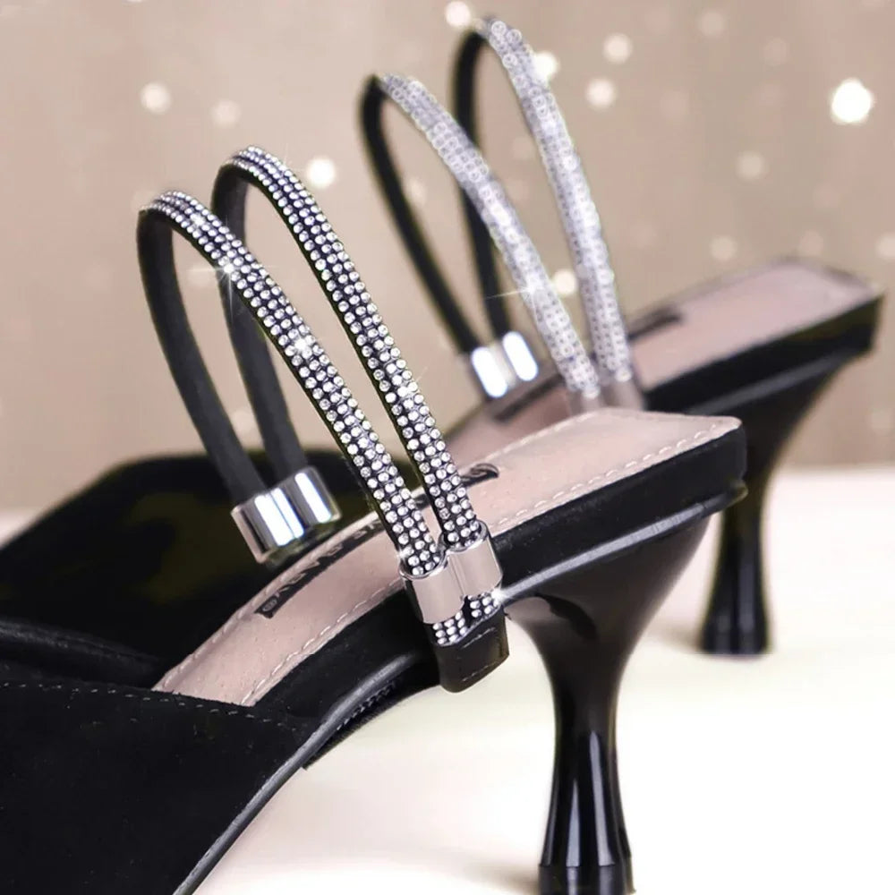 2pcs Anti-skid High Heels Shoes Band Women Rhinestone Shoelaces Triangle Bundle Anti-drop Straps Belt Drill Elastic Fixing Belts