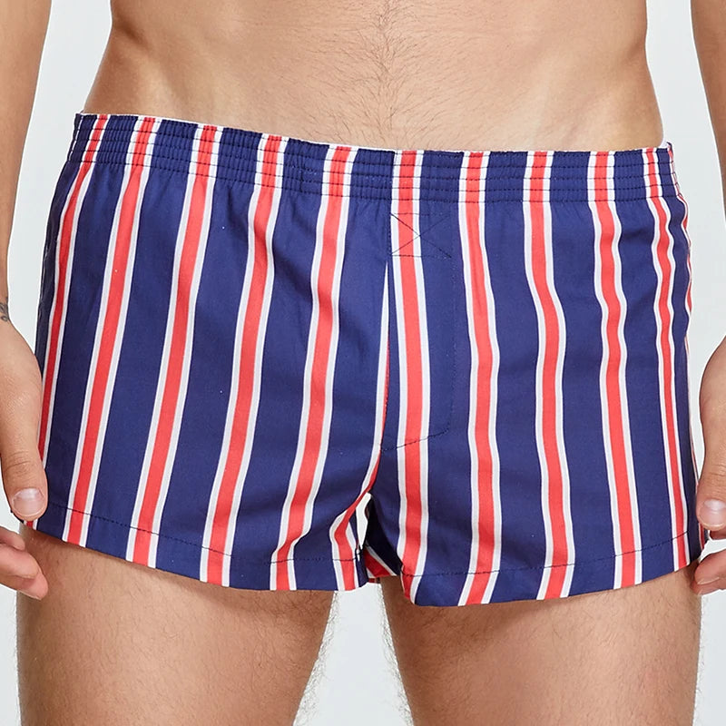 M-2XL Mens Cotton Underwear Boxer Shorts Casual Plaid Elastic Waistband Button Mens Boxer Underwear Comfortable Shorts for Home