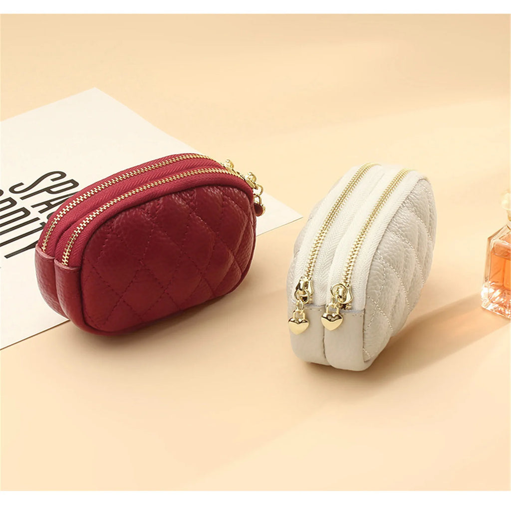 Pu Leather Coin Purse Women Men Large Capacity Wallet Bag Money Key Earbuds Travel Credit Card Holder Double Zipper Storage Bag
