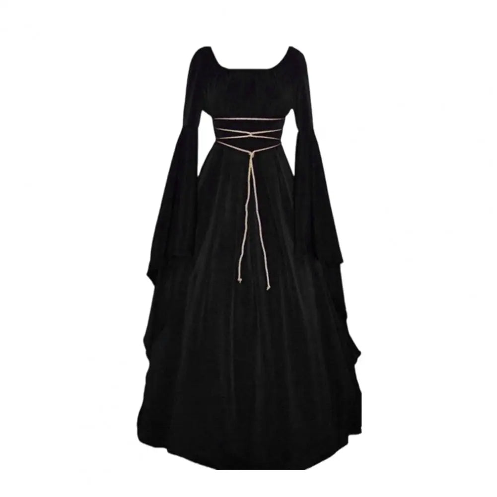 Gothic Dress for Women Halloween Renaissance Witch Dress Long Bell Sleeve Medieval Costume for Halloween Cosplay Party