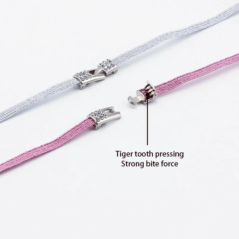 Colorful Elastic Laces Sneakers No Tie Shoe laces Diamond Lock Glitter Shoelaces Without ties Shoe Accessorie 1Pair/2Pair