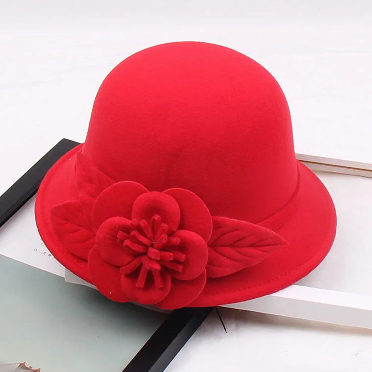 2025 Autumn and Winter New Woolen Hat for Women, Three-dimensional Big Flower Fashion Hat, Temperament Top Hat