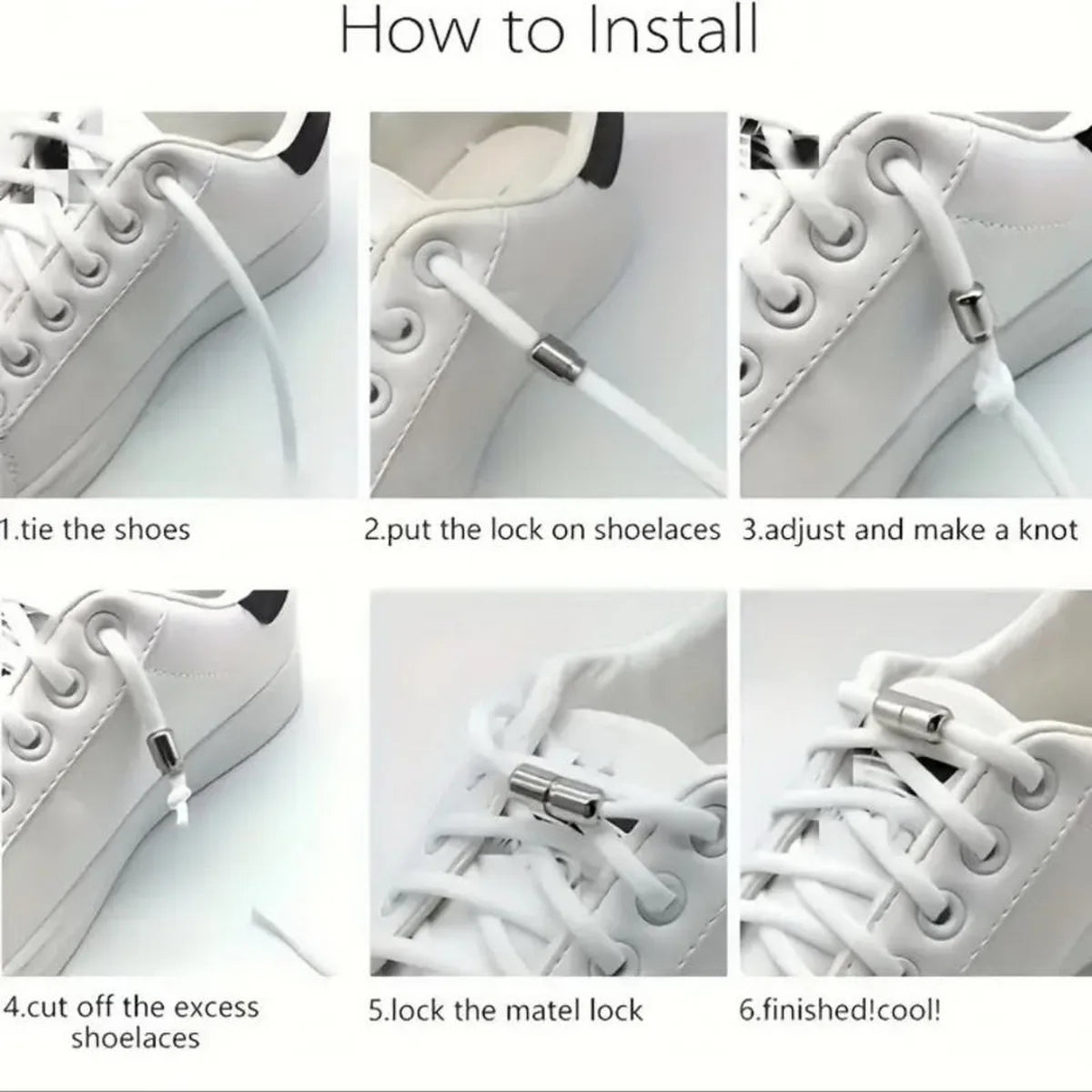 Tie-Free Elastic Shoelaces Semi-Round Lazy Laces with Metal Capsule Buckle for Easy And Secure Shoe Fastening
