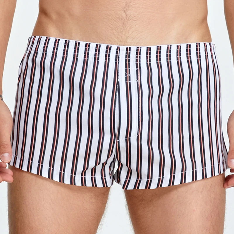 M-2XL Mens Cotton Underwear Boxer Shorts Casual Plaid Elastic Waistband Button Mens Boxer Underwear Comfortable Shorts for Home