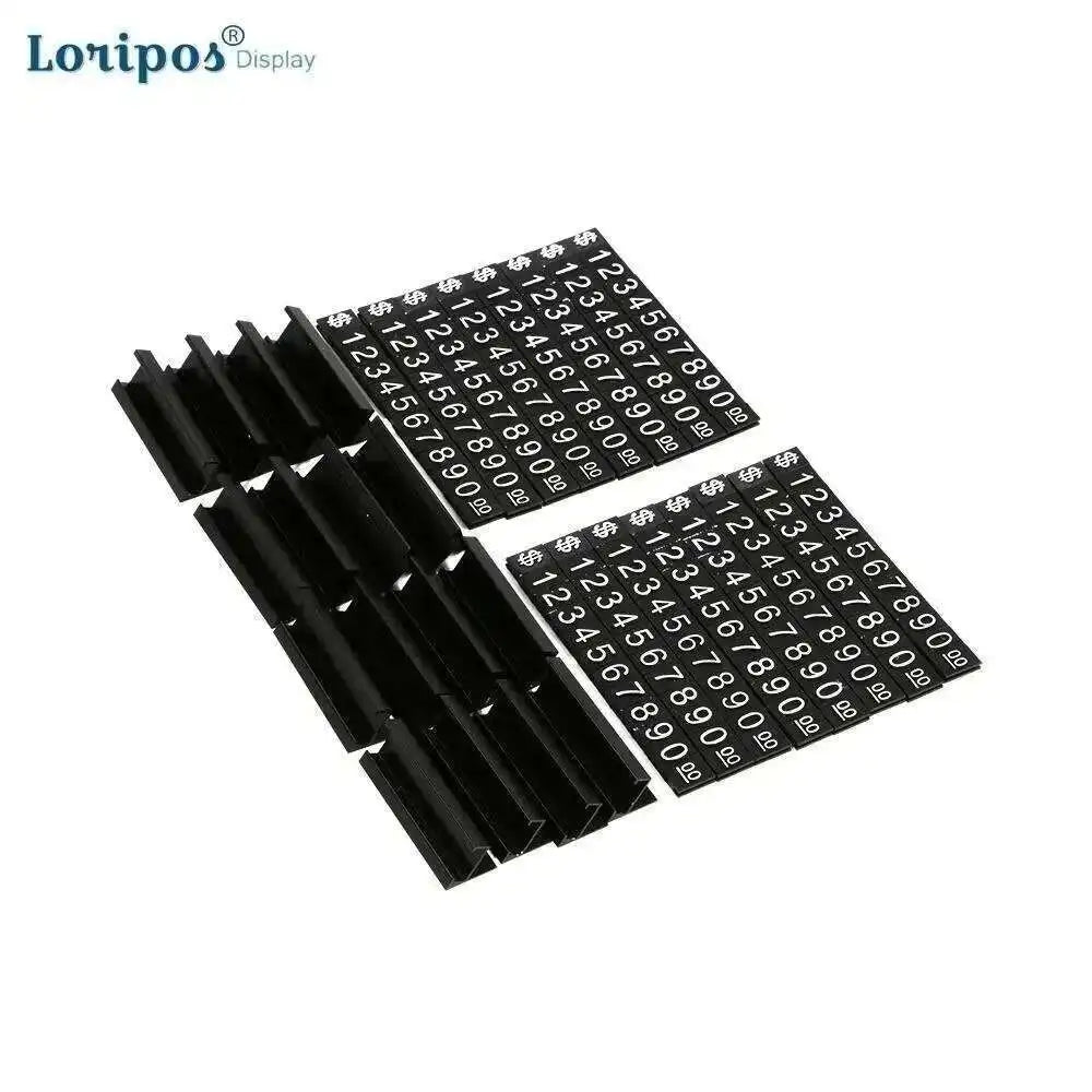 Counter Top Adjustable Price Tags Kit $ Euro, Car Jewelry Clothes Numberal Digit Display Cube Sign Label Alloy Board Stand Frame