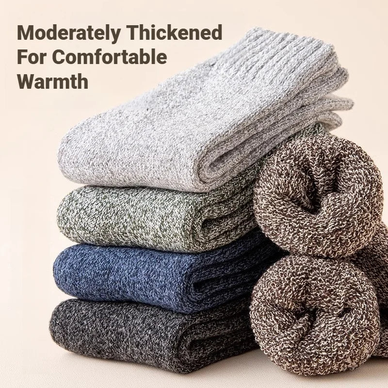 CHUANGERM 3 Pairs Men's Winter Thermal Socks Thick Warm Snow‑Proof Casual Outdoor Daily Wear Soft Comfort Meias Masculinas