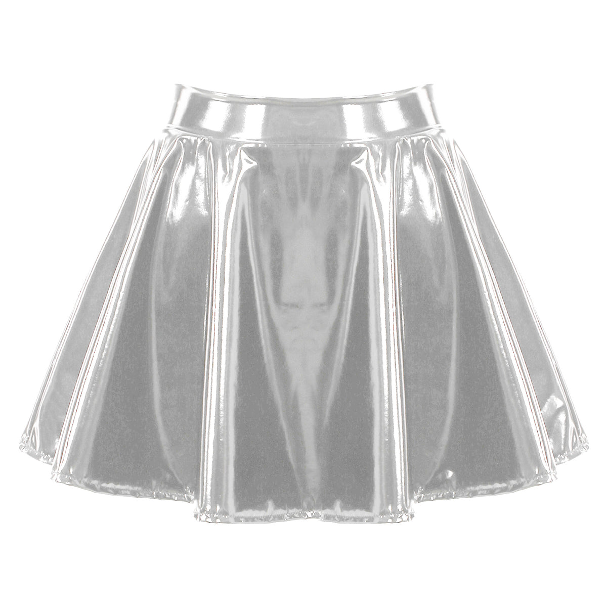 Sexy Women Wetlook PVC Leather Ruffled Skirts Party Low Waist Built-in Thongs Mini Skirt with Garter Belts Metal Clips Set Club