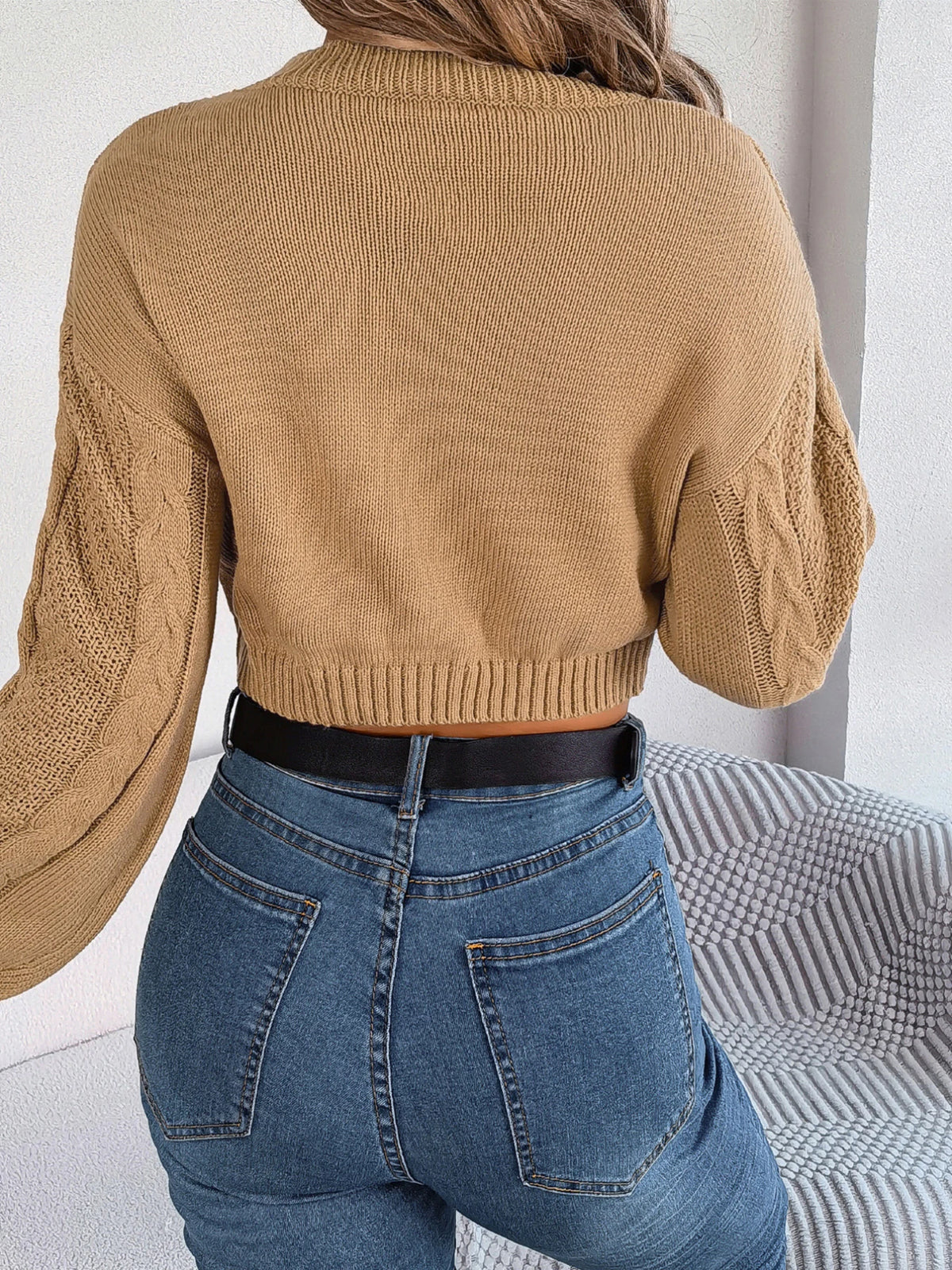 Autumn Winter Solid Color Round Neck Women Sweaters 2026 Casual Cable Knitted Long Sleeve Pullover Gray Army Green Red Crop Tops