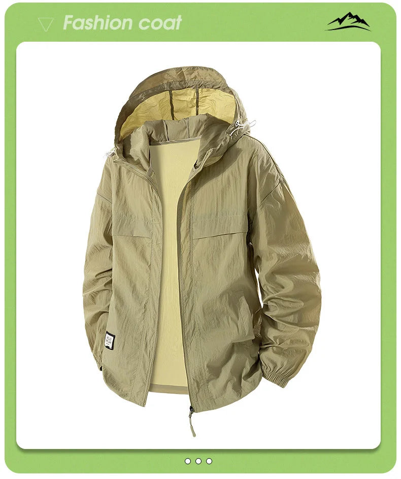 Plus Size 8XL UPF 50+ Summer Hiking Jacket Men Waterproof Quick Dry Camping Windbreaker Trekking Fishing Outdoor Anti UV Clothes