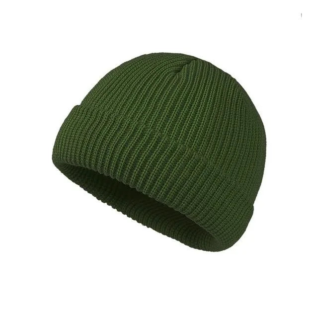 Solid color knitted woolen hat for men and women, hip-hop melon skin hat suitable for keeping warm and cold in autumn and winter