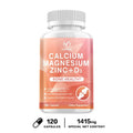 Calcium + Magnesium + Zinc + Vitamin D3 Capsules - Supports Bone and Nervous System Health and Improves Mood