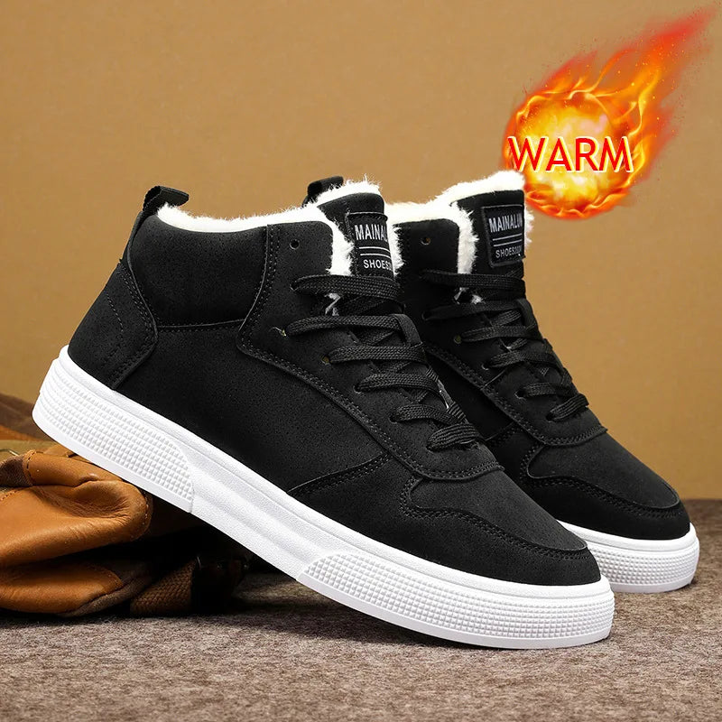 Plus-size men's high-top cotton shoes, men's winter warm fleece-lined casual sneakers, foreign trade fashion sports shoes