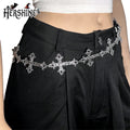 HERSHINE 1-piece women's fashion silver cross metal waist chain, Y2K gothic punk rock hip hop cosplay accessory，spring，summer