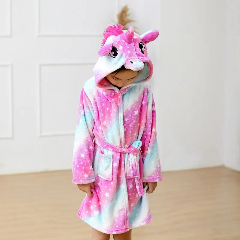 Pink Princess Bath Robe for Girls 3 4 5 6 7 8 9 10 11 12 Years Unicorn Kids Bath Towel Robe Kigurumi Winter Baby Girls Bathrobe