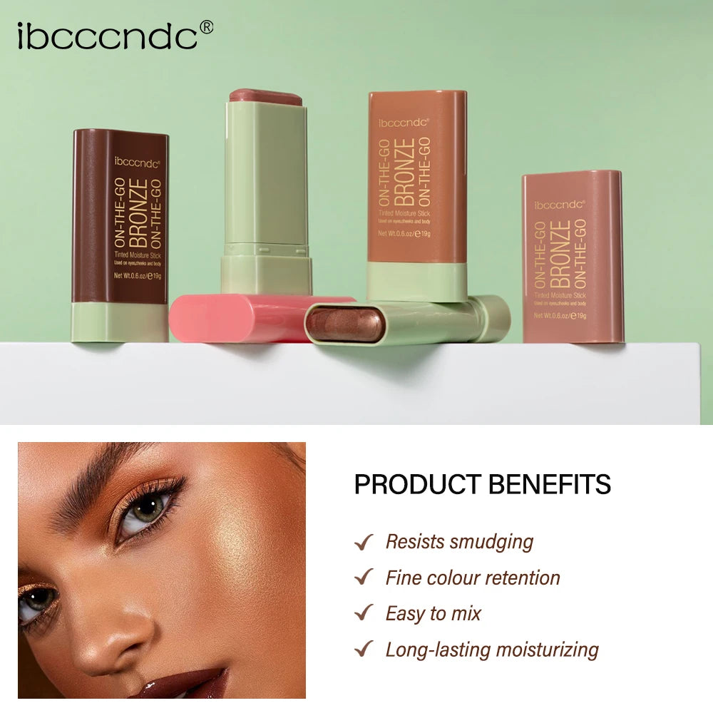 High Gloss Stick Face Brightening Rotary Small Gold Tube Concealer Pearl Gloss Dressing Stick Three Color Makeup Contour Correct