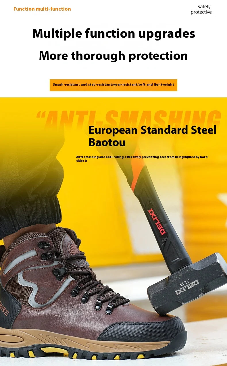Men Safety Shoes Work Sneakers Indestructible Shoes Puncture-Proof Protective Shoes Work Boots Steel Toe Oil-resistant shoes