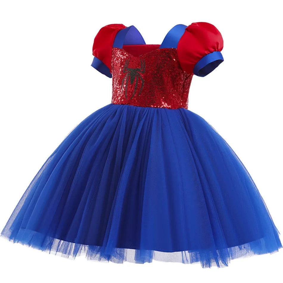 Baby Girls Spider Print Party Dress Halloween Christmas Carnival Children Cosplay Masquerade Occasion Newborn Tulle Ball Gown