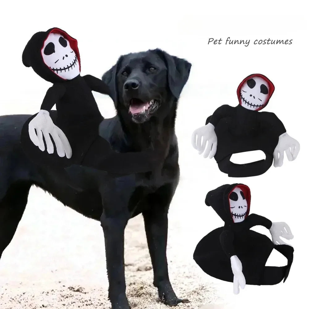 Halloween Pet Dog Costume Skeleton Ghost Riding Dog Outfit Funny Cosplay Clothes Medium Large Dogs Party Photo Props Pet Supplie