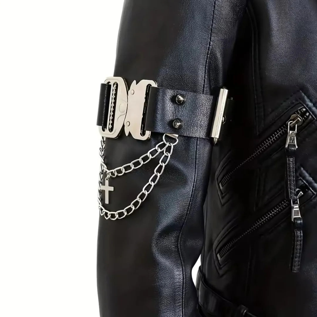 Men's Hip Hop Belt Gothic Faux Leather Arm Cuff with Decorative Tassels for Christmas Halloween Carnival Party Fashion Belt