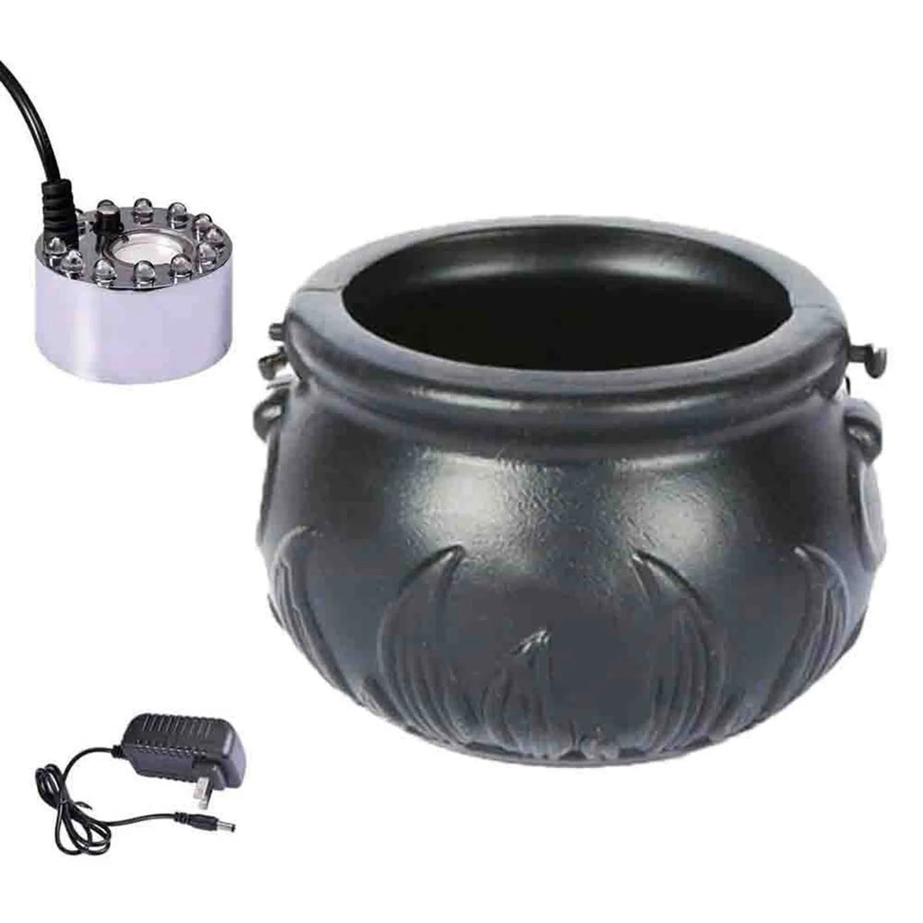 Halloween Mist Witch Pot,Witch Cauldron Fog Maker Water Fountain Fog Machine Colorful Changing Light Halloween Party Decoration